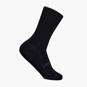 Merino Wool Crew Socks in Black for Men, part of the Essentials Range, featuring ribbed design and comfortable fit.