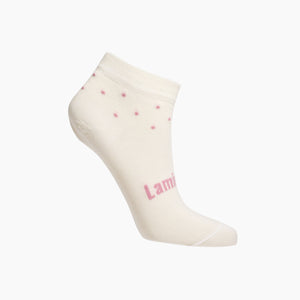 Merino Wool Ankle Socks for children by Lamington NZ Cream with lilac spots