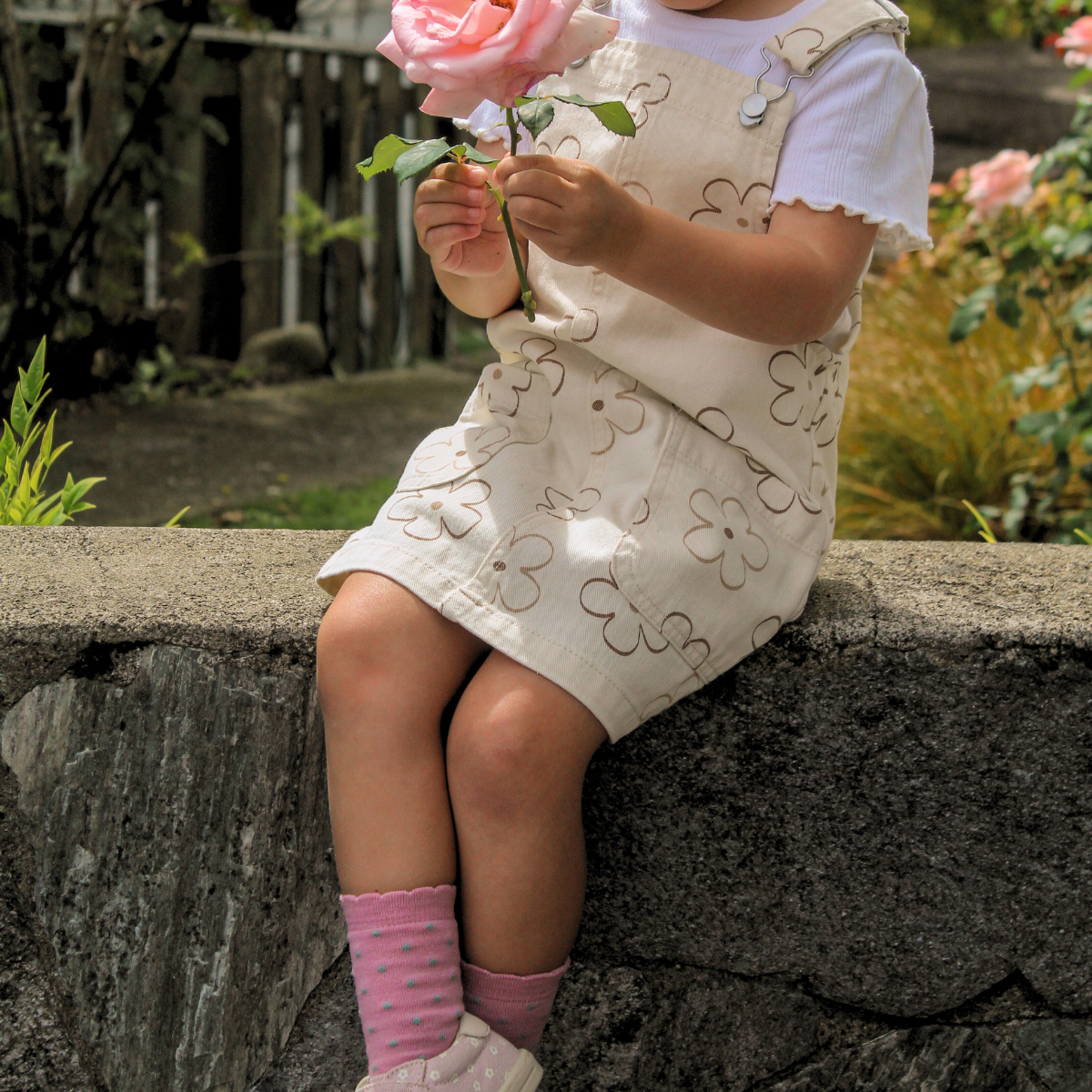 Pink with green spots merino wool child crew socks by Lamington NZ