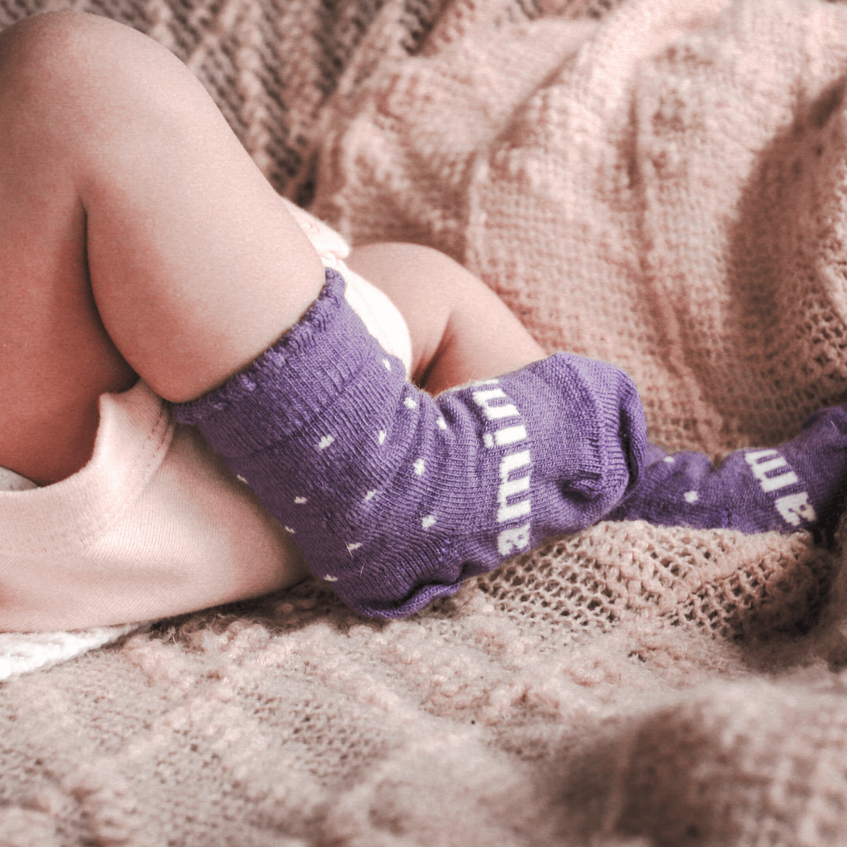 merino wool baby socks purple crew