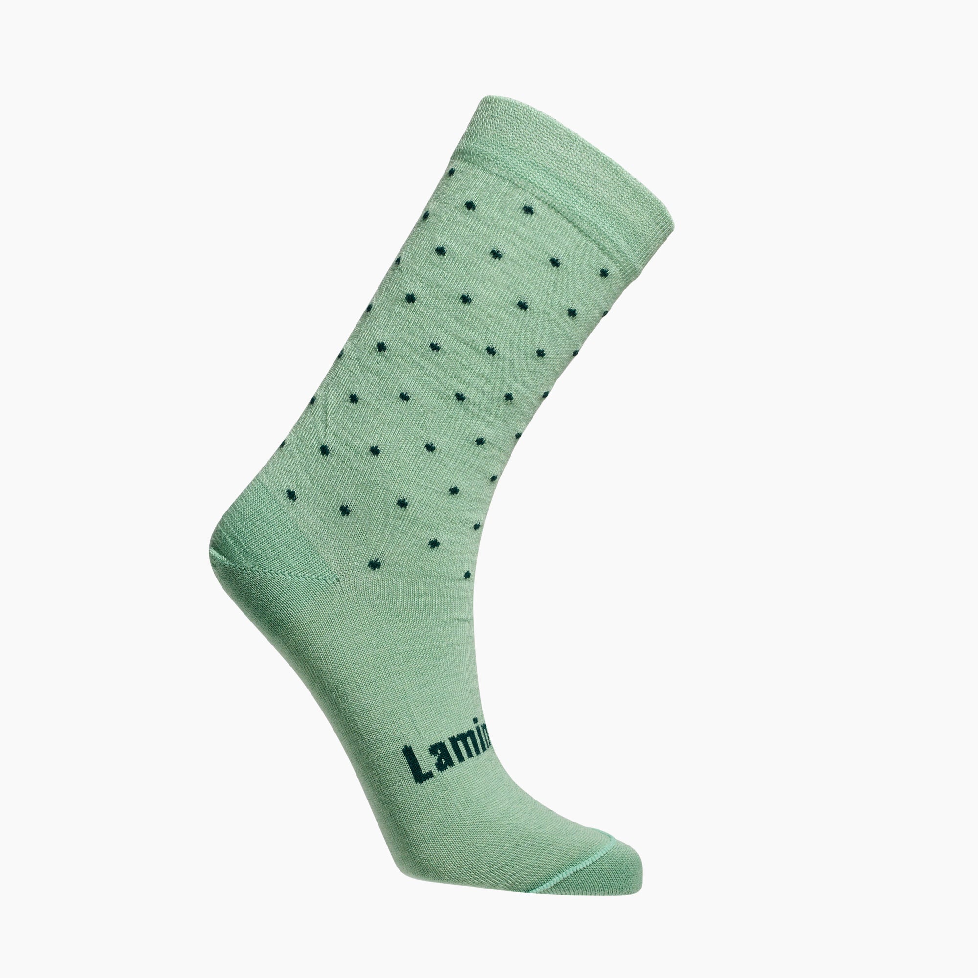 Womens merino wool crew socks Light Green with Dark green spots by Lamington NZ