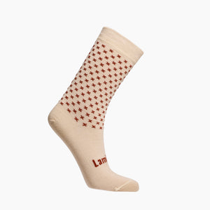 Womens merino wool crew socks oatmeal with rust crosses by Lamington NZ