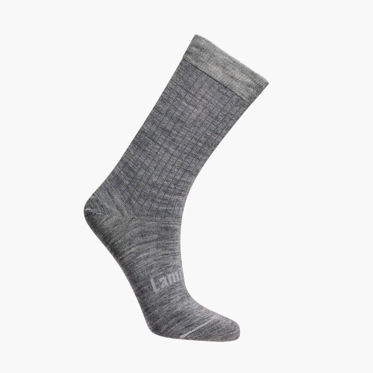 Merino Wool Crew Socks for Woman in Grey from the Essential Collection, featuring a classic ribbed design.