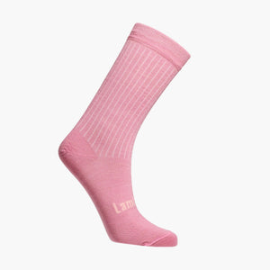 Merino Wool Crew Socks in vintage pink colour, ribbed style for women, perfect for comfort and timeless fashion.