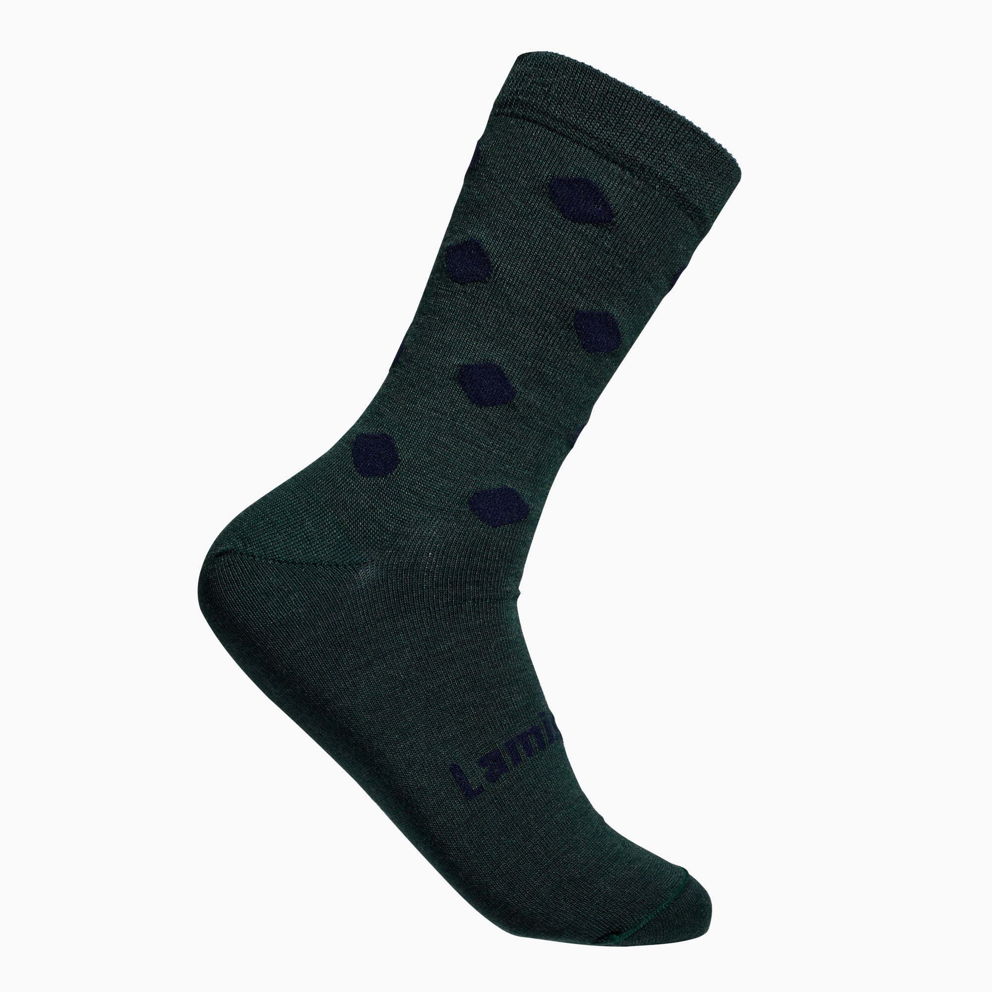 Dark green with Dark Blue spots merino wool crew socks by Lamington NZ