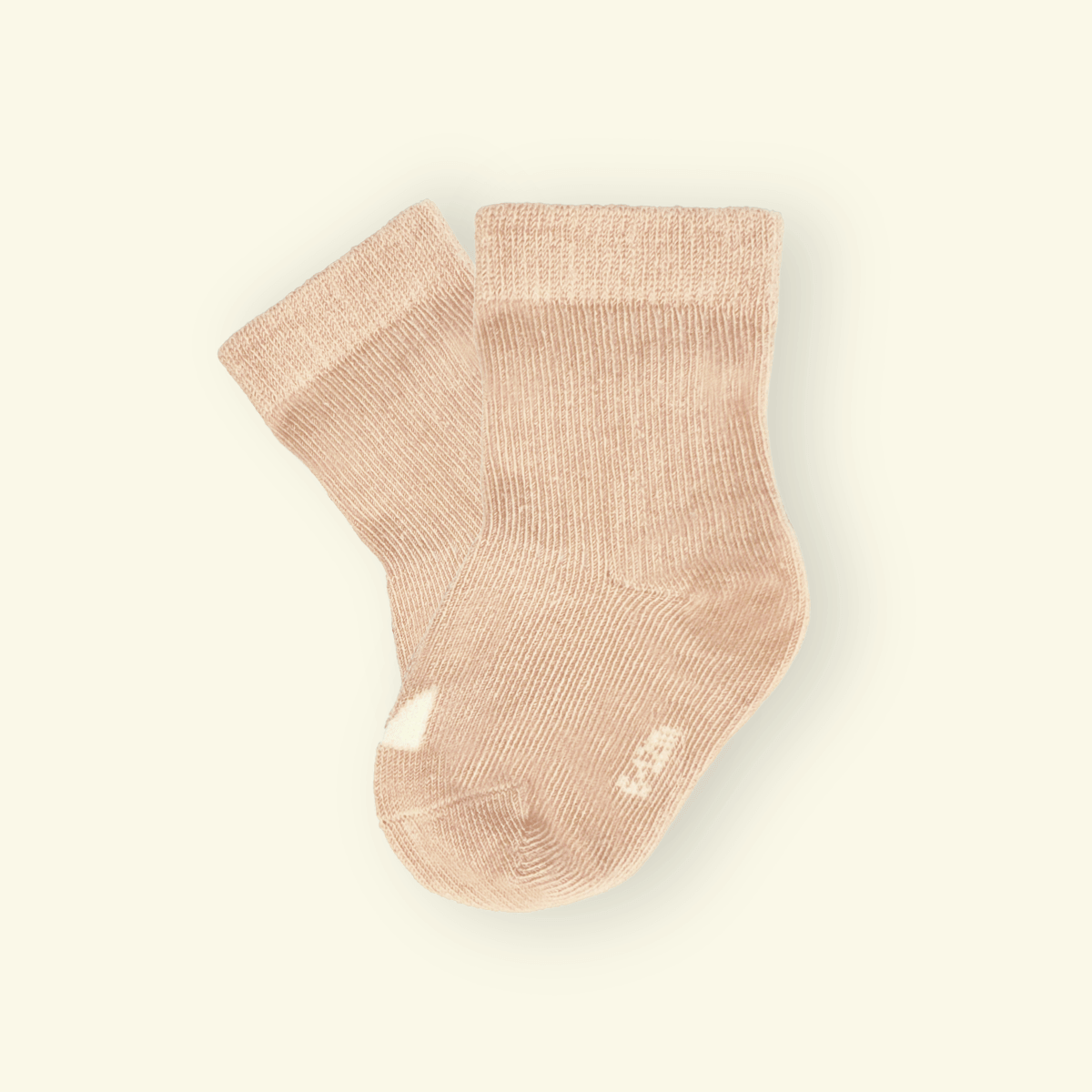 Organic Cotton Baby Socks in Oatmeal color, soft and cozy for little feet.