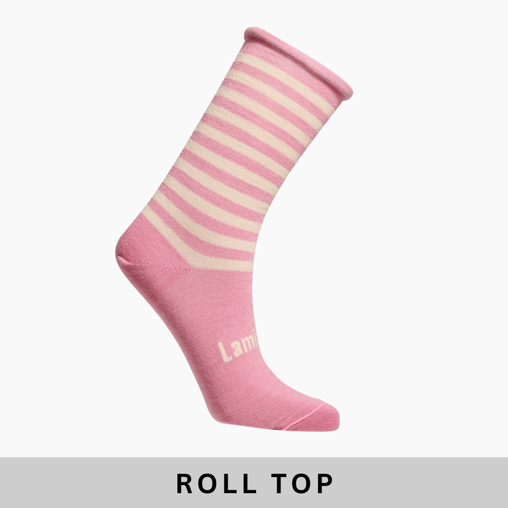 pink and latte striped merino wool socks for women 