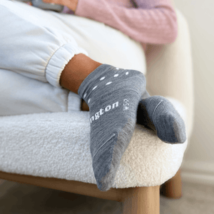 grey with shite spots merino wool ankle socks for women nz