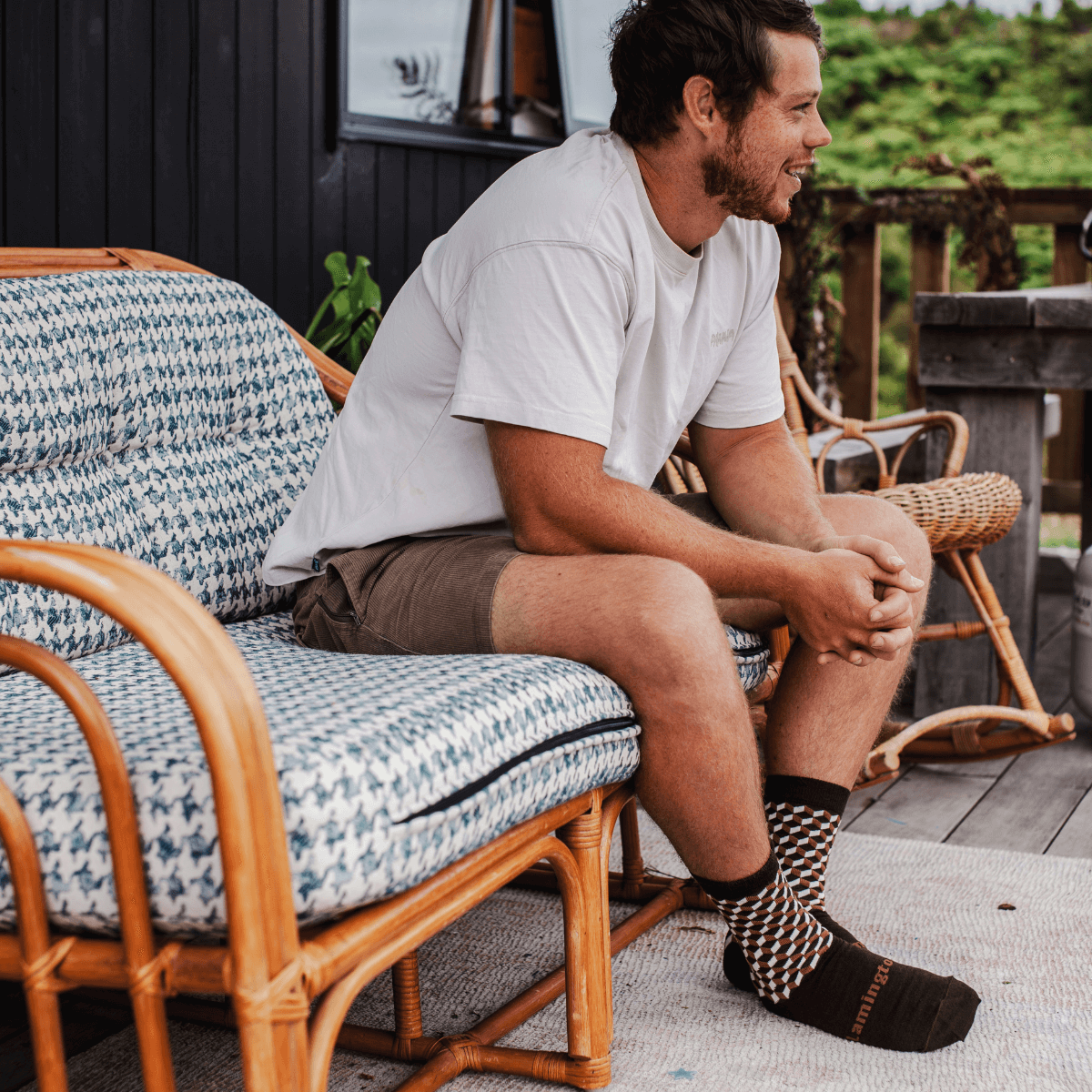 brown geometric mens brown crew socks nz