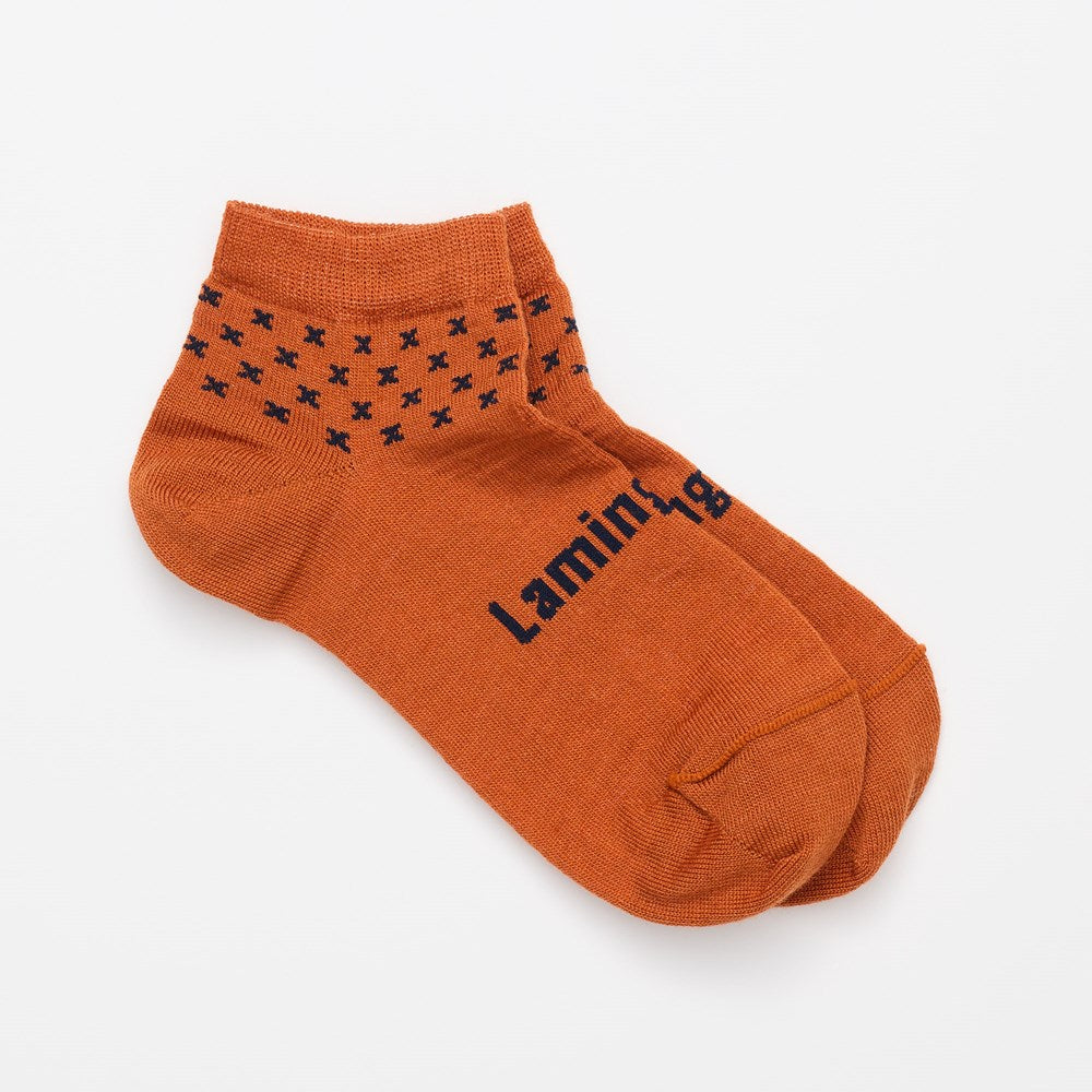 merino wool ankle socks man rust with navy crosses nz