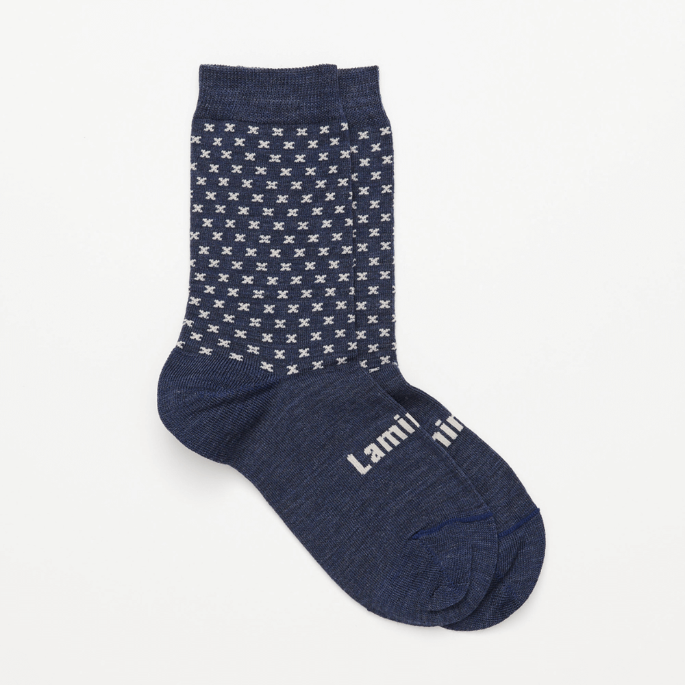 blue merino wool crew socks with crosses nz