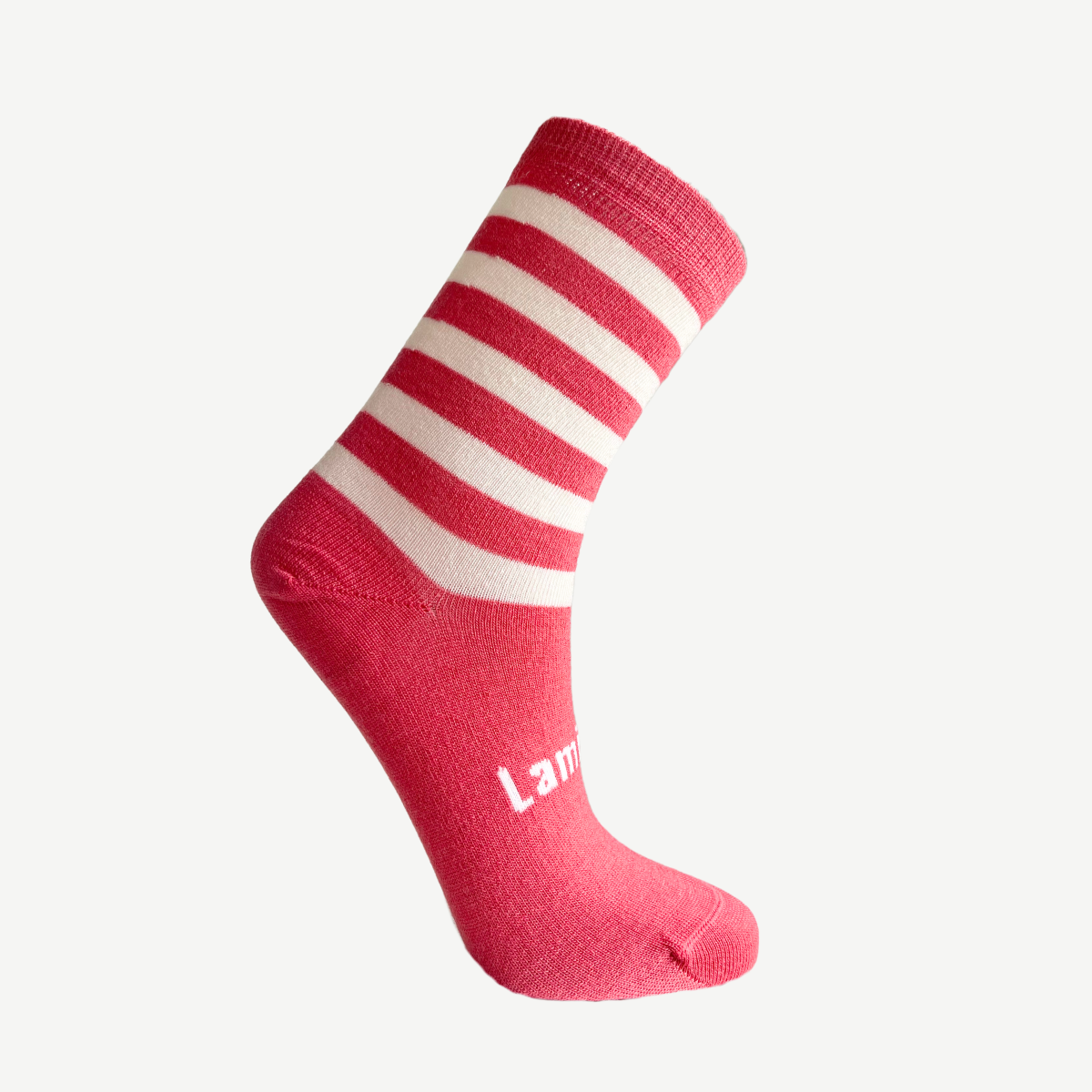 merino wool crew socks for children pink and natural stripes nz