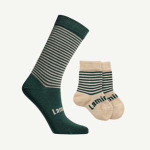 mum and baby green striped merino wool sock set nz